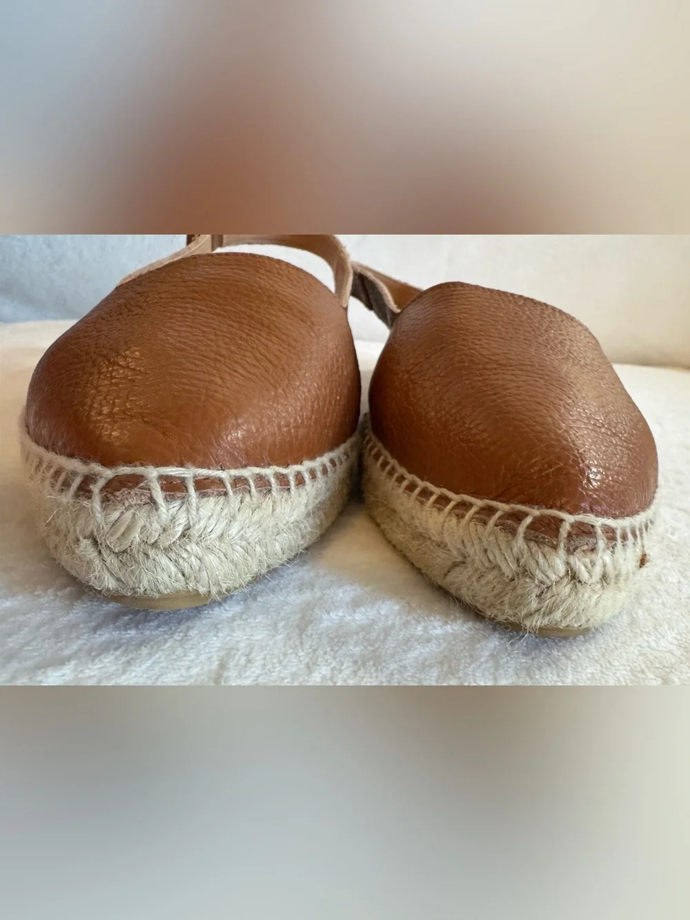 Jutelia Women’s Brown Leather Slingback Flat Espadrille Sandals Size 39 / US 8.5